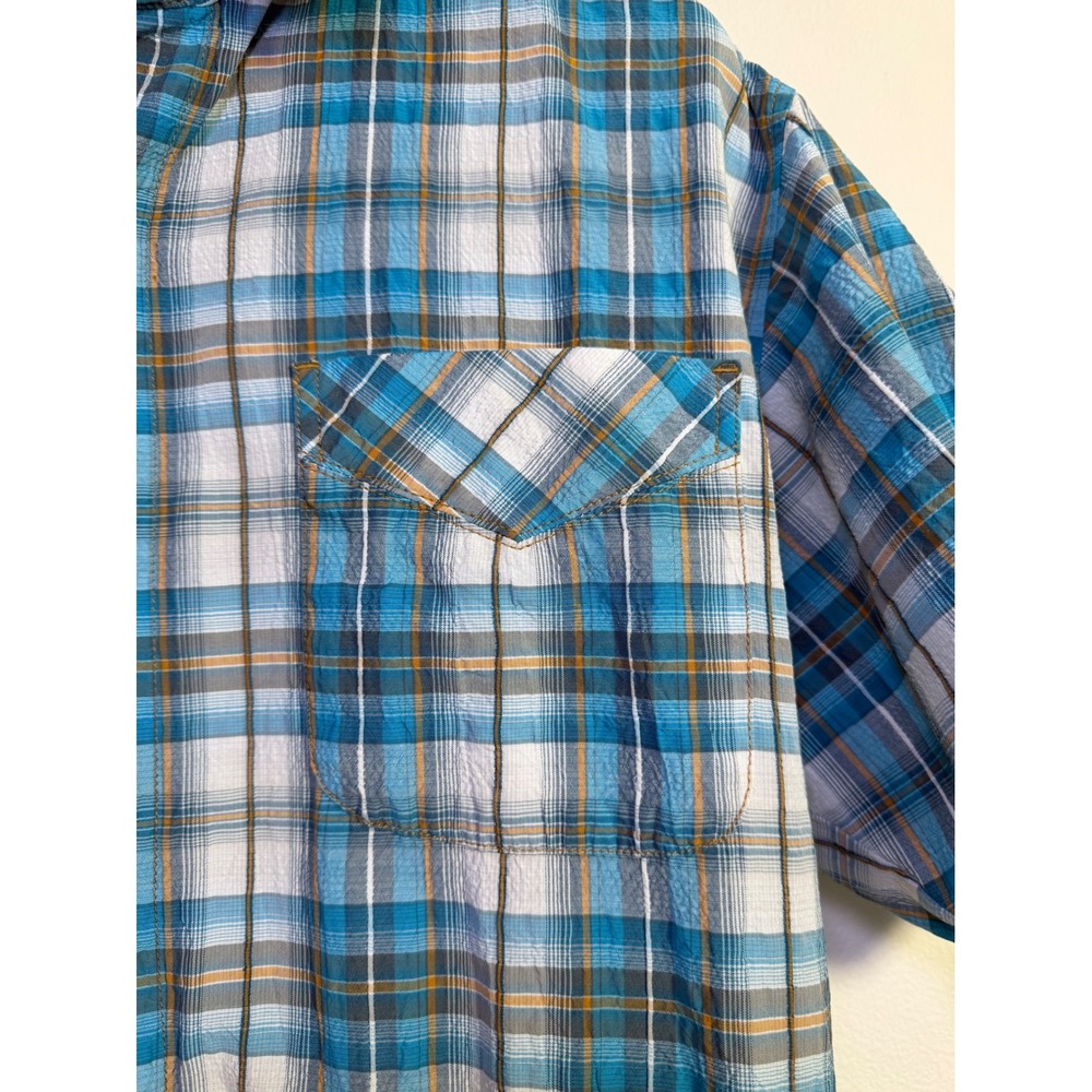 KUHL Mens Large Blue Plaid Short Sleeve Button Up Shirt Mountains Outdoor Active - Picture 5 of 11